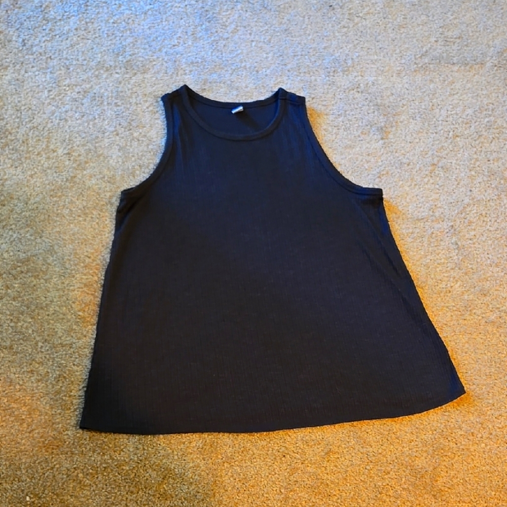 Old Navy Women's Dark Gray Ribbed Loose Fitting Tank Top Size Large